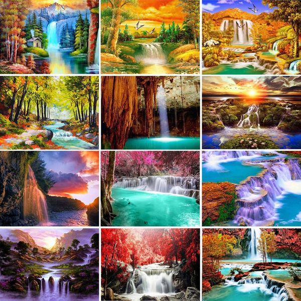 

diamond painting 5d diy waterfall landscape cross stitch kit full drill embroidery mosaic art picture of rhinestones home decor