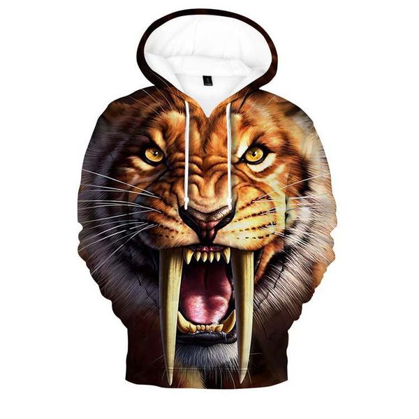 

men's hoodies & sweatshirts fashion king of the forest 3d print tiger hoodie classic casual boys / girls long sleeve sportswear men wom, Black