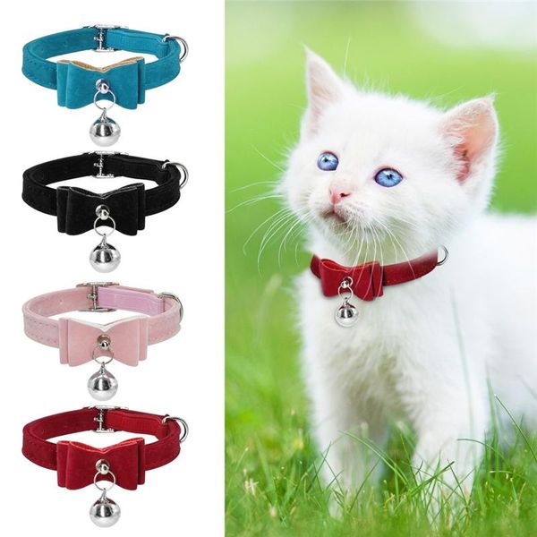 

cat collars & leads cute collar small puppy velvet bow kitten bowknot necklace with bell for dogs cats chihuahua yorkie