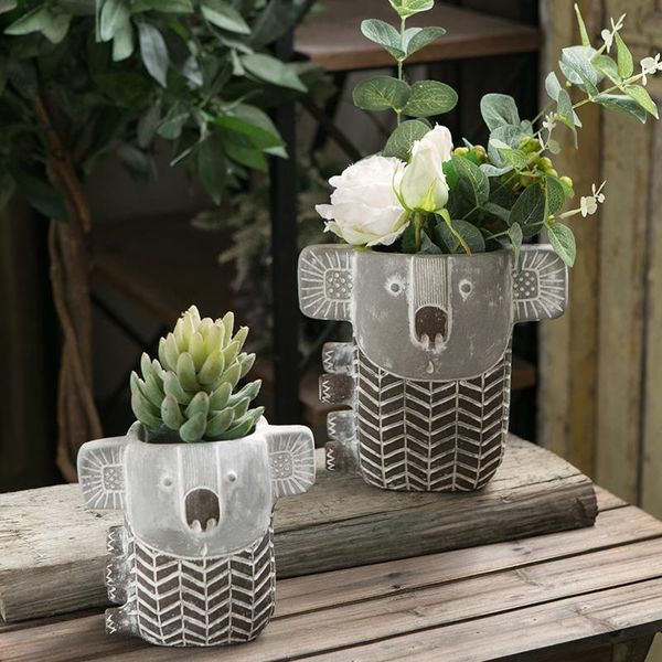 

koala model concrete mold handmade cement flower pot decoration ornaments balcony garden planting succulent green creative gifts vases