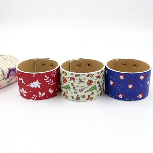 

bangle wide vegan leather christmas bangles cuff bracelets for women double row snap button handmade jewelry, Black