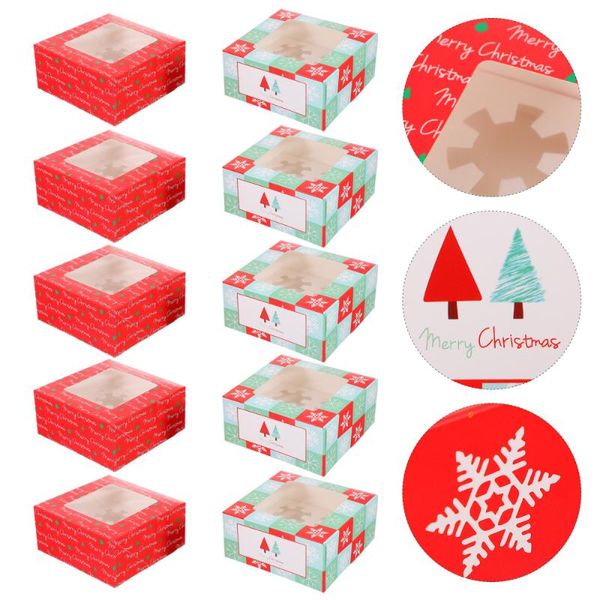 

gift wrap 10pcs christmas cake packaging boxes food packing portable container