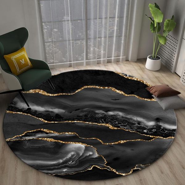 

carpets black gray marble coffee table rug round non-slip chair mat bedroom carpet decorative luxury floor dining room hallway