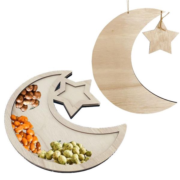 

party decoration haolive support customization ramadan eid mubarak handicraft pendant southeast asian style wooden crafts cartoon moon snack