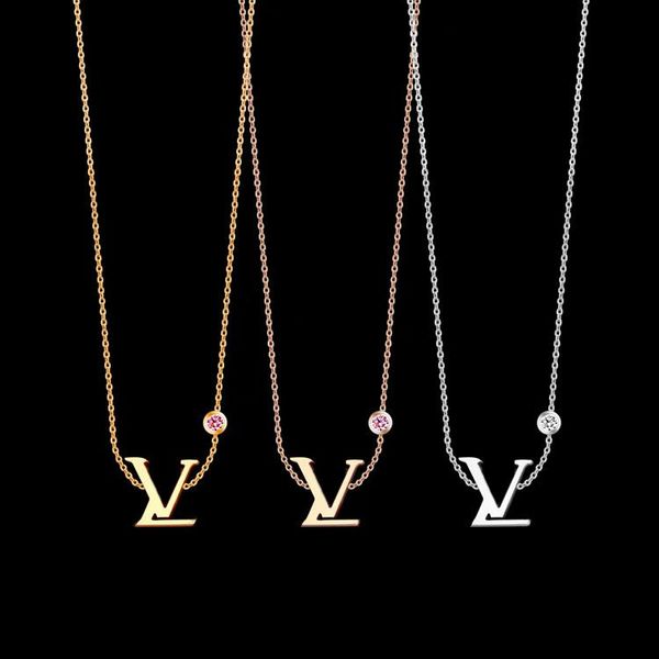 

chains necklace v single diamond women's foreign trade, Silver