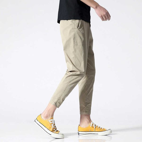 

2021 casual pants men's thin trend loose summer korean small leg capris, Black