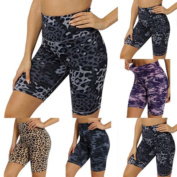 

women's leggings yoga pants multicolor casual high waist leopard print skinny short summer modern lady athleisure women trousers, Black