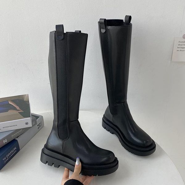 

boots lady women's shoes platform luxury designer round toe winter footwear thigh high heels boots-women clogs f, Black