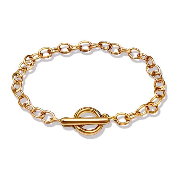 

charm bracelets 12 pcs chain metal plated link with ot toggle clasps jewelry bangle, Golden;silver