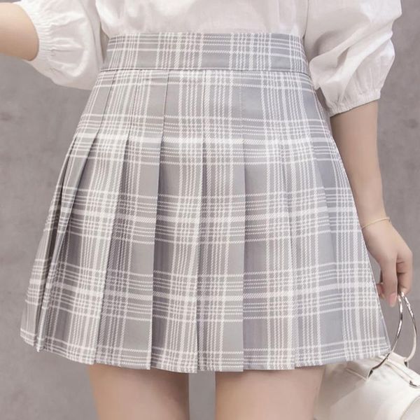 

skirts plaid jk pleated skirt female spring autumn and summer students korean version 2021 high waist a-line, Black