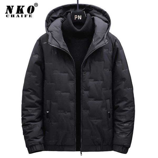 

men's hooded coat, waterproof, thick and warm, solid color, casual coat, br, 5xl, new series, autumn winter 2021, Black
