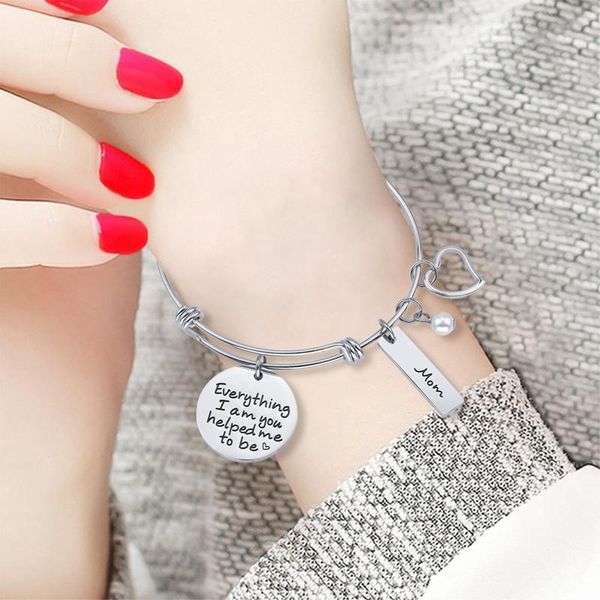 

charm bracelets 1pc bracelet for mother stainless steel women mother's day jewelry gifts adjustable, Golden;silver