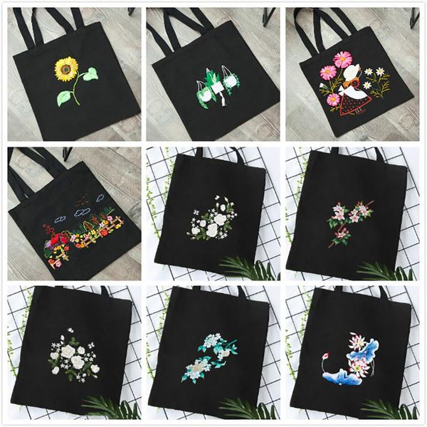 

other arts and crafts diy needlework embroidery kit with hoop flower canvas bag pattern printed cross stitch set handmade sewing art craft g