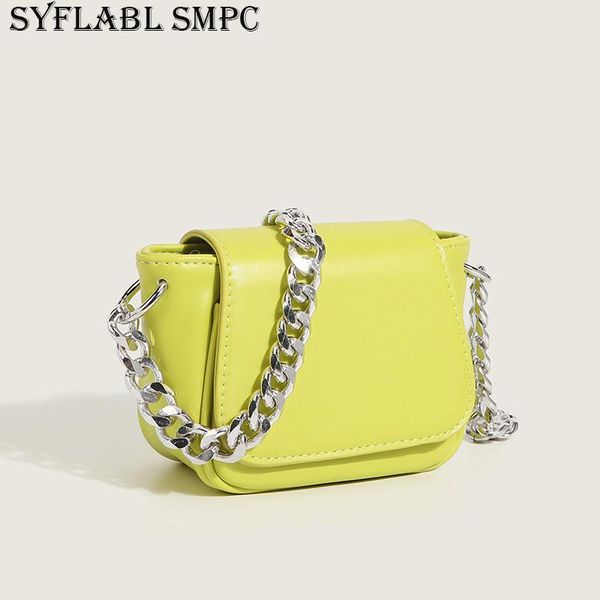 

waist bags brand design metal chain crossbody bag for women trend simple saddle female luxury europe and america fashion chest