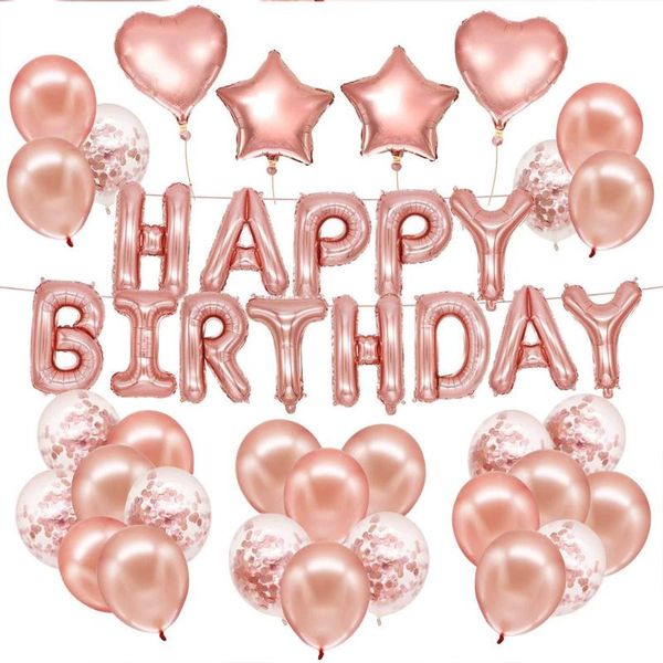 

party decoration rose gold latex confetti balloon set chrome anniversary wedding birthday baby shower decor gift