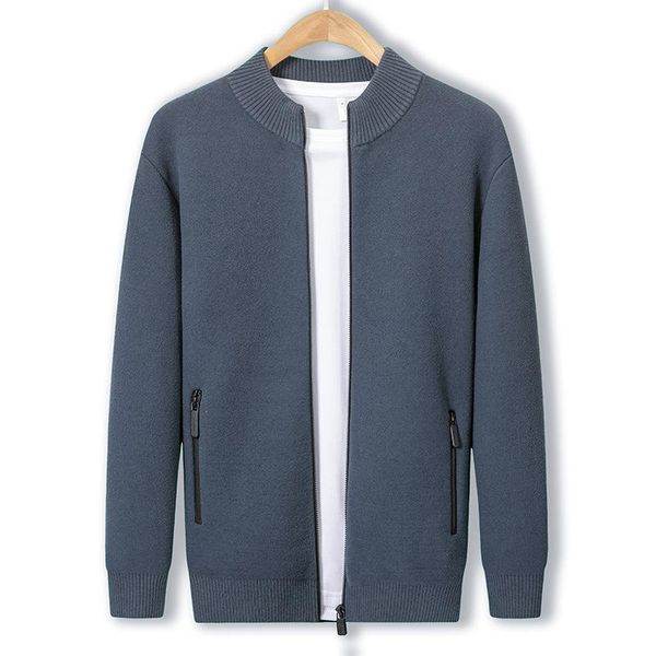 

men's sweaters knitted cardigan autumn stand-up collar thick zipper jacket young and middle-aged casual solid color clothes sweater coa, White;black