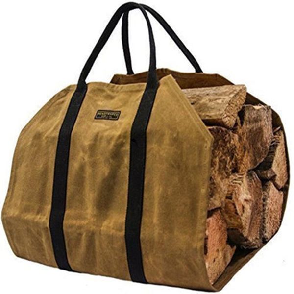 

storage bags portable wet wax waterproof wear-resistant large-capacity firewood bag canvas logging outdoor activity