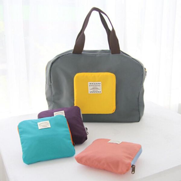 

storage bags 1pcs folding large capacity travel bag candy colors portable women's tote duffle for clothing handbag