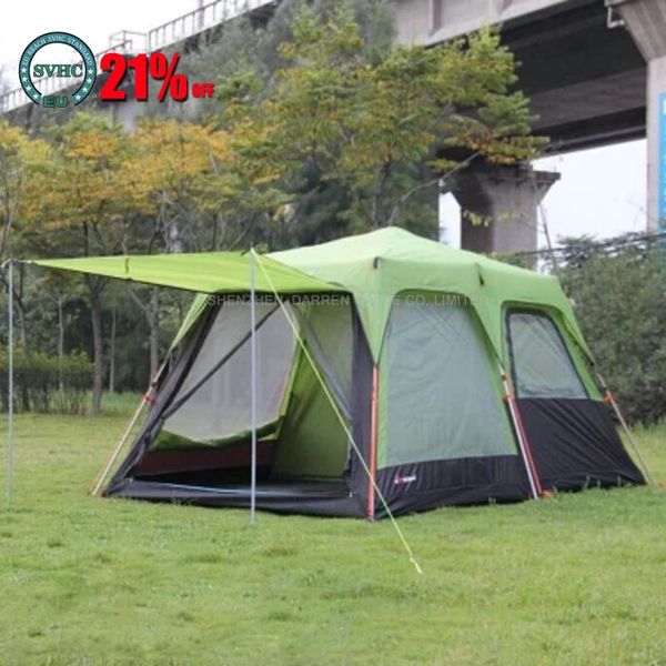 

tents and shelters 1pc automatic alumunum pole 3-4 person double layer outdoor 1 living rooms 1hall family rain proof camping tent