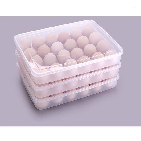 

kitchen 24 compartment egg box refrigerator fresh-keeping tray with lid grade plastic storage bottles & jars