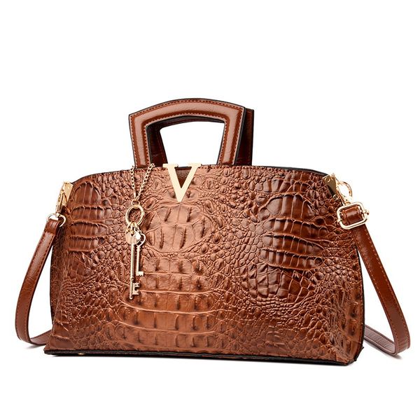 

fashion womenss handbag pu totes bags crocodile pattern large capacity pu shoulder bag hbp