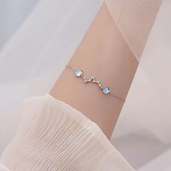 

simple delicate sterling silver crystal moonstone bracelet zircon big dipper moon stone charm bracelet