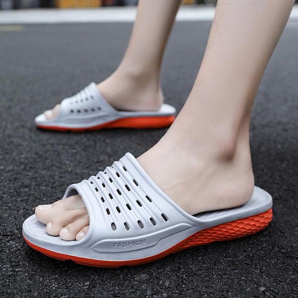 

slippers summer home men non-slip breathable light el shoes couple soft bottom sandals men's flat flip flops, Black