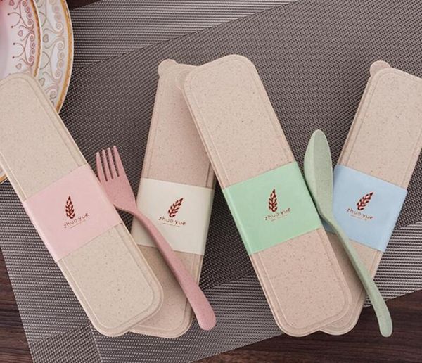 

dinnerware sets exquisite health environmental wheat platycodon straw cutlery set portable camping tablewarel spoon fork chopsticks custom l