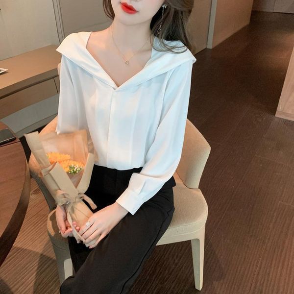 

women's blouses & shirts 2021 spring chiffon white shirt design