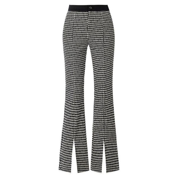

pants 2021 autumn high waist with split ankle-length korean fashion plaid womens winter clothing office lady women's & capris, Black;white