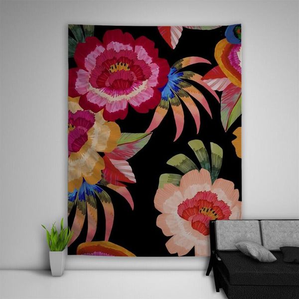 

tapestries ffo plant psychedeclic tapestry wall hanging meticulous painting flowers art poster blankets yoga mats home decor