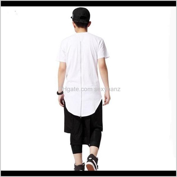 T-shirt S Abbigliamento uomo Abbigliamento Drop Delivery 2021 Uomo T Tyga Cool oversize oro cerniera laterale Hip Hop T-shirt estesa Top Tees Casual Shi