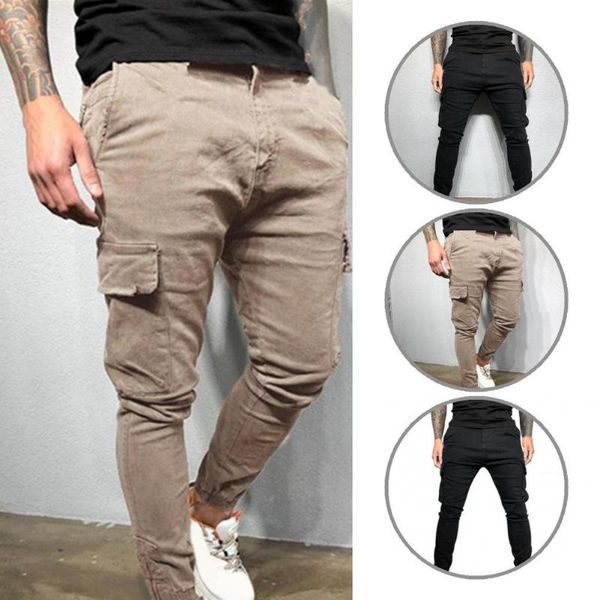 

men's pants tight ankle great pencil streetwear autumn pockets for sports, Black
