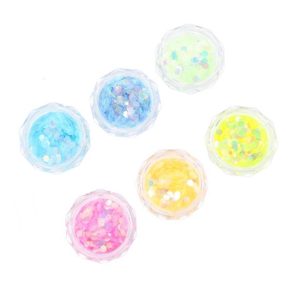 

nail glitter 6 boxes of noctilucent sequin shiny art decor artificial ornament, Silver;gold