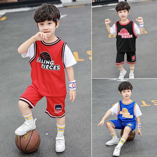 

children's wear boys' summer suit sports vest basketball children's short sleeve football cool trend, White