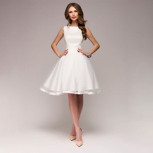 

casual dresses vintage white lace satin fluffy woman o-neck sleeveless elegant high waisted night party dress vestidos wmps, Black;gray