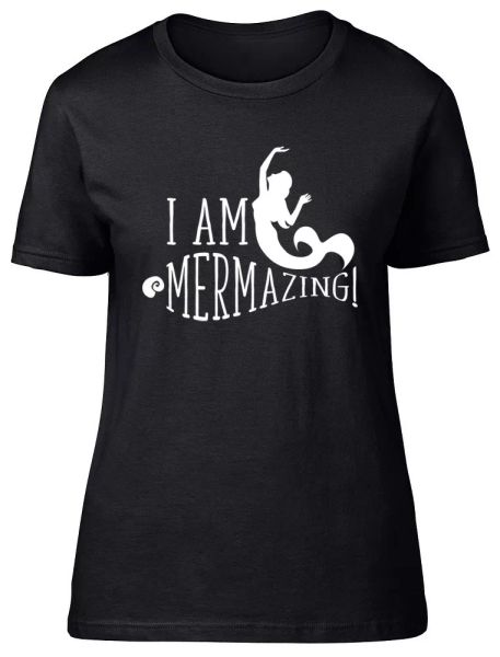 

i am mermazing mermaid womens ladies fitted t-shirt, White;black