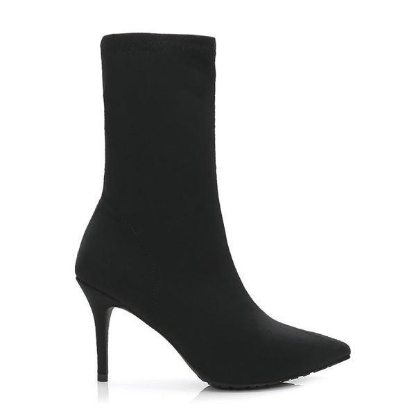 

boots women ankle stretch microfiber plus size length online celebrity shoes woman back zipper skinny black