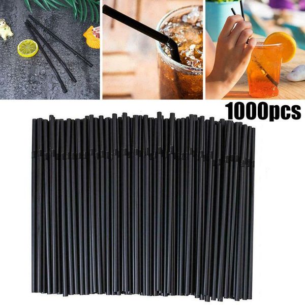 

drinking straws 1000pcs plastic black disposable curved cocktail birthday wedding party kitchen accessories 21cm