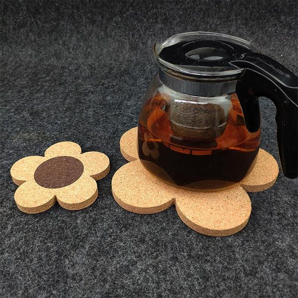 

mats & pads 3pcs natural flower wooden slip slice cup mat tea coffee mug drinks holder for diy tableware decor durable pad