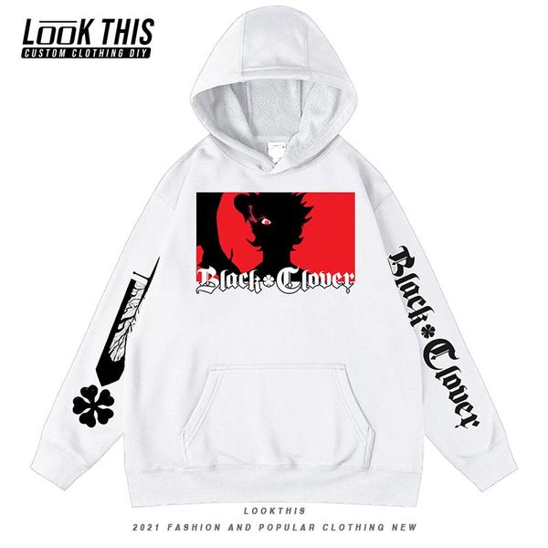 

men's hoodies & sweatshirts cartoon black clover print mens cool anime sweatshirt loose hoodie hip hop hoodey hooded