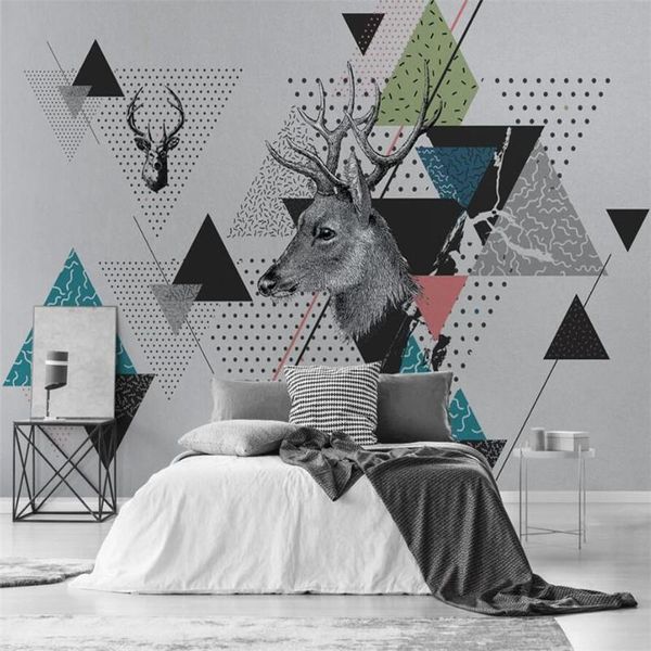 

wallpapers custom 3d wallpaper mural nordic modern personality geometric elk tv background wall paper