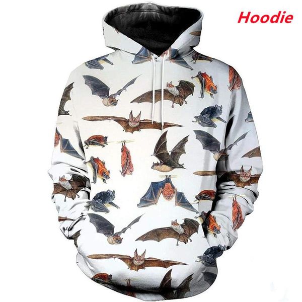 

men's hoodies & sweatshirts 2021 fashion hoodie 3d overall printing colorful bat sweatshirt harajuku casual zipper dress s-5xl, Black