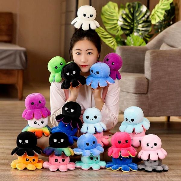 

dhl kids children toys christmas party favor soft double-sided expression plush toy stock reversible flip ocs stuffed dolls 496fg3