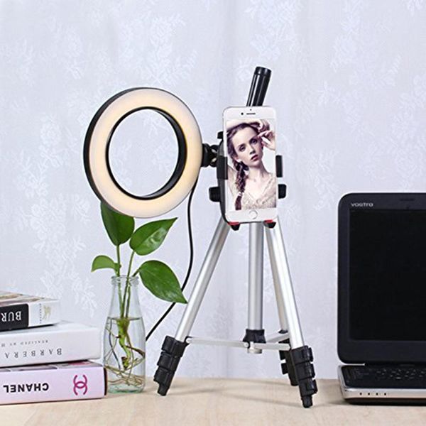 

cell phone mounts & holders led ring light tripod camera pography dimmable selfie video with holder dq-drop