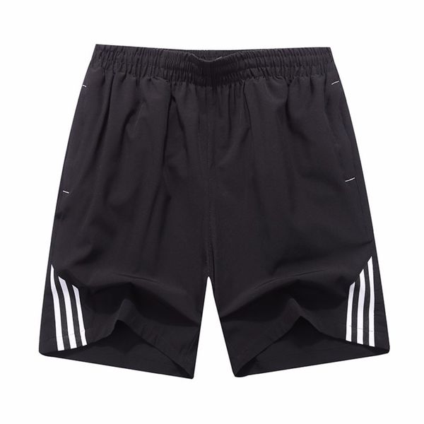 

men's shorts sports running shorts men's summer three bar speed dry loose pocket zipper casual capris large beach pants, White;black
