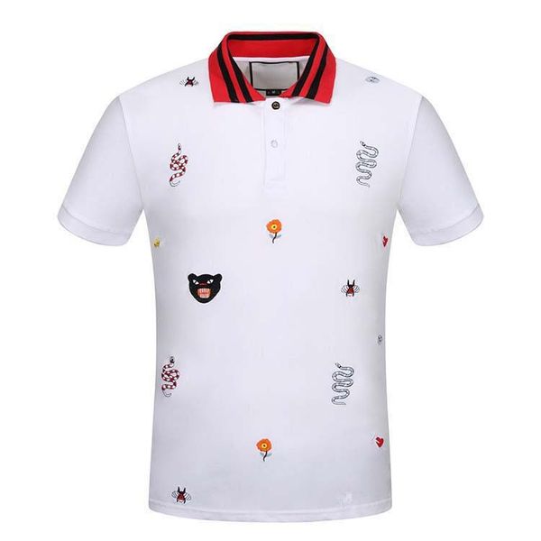 

new designer polo shirts men luxury polo casual men polo t shirt snake bee letter print embroidery fashion high street mens polos, White;black
