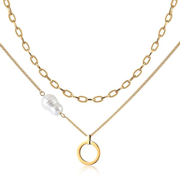 

chains stainless steel floating locket necklace chain round pendant fashion shaped women plated gold pearl, Silver