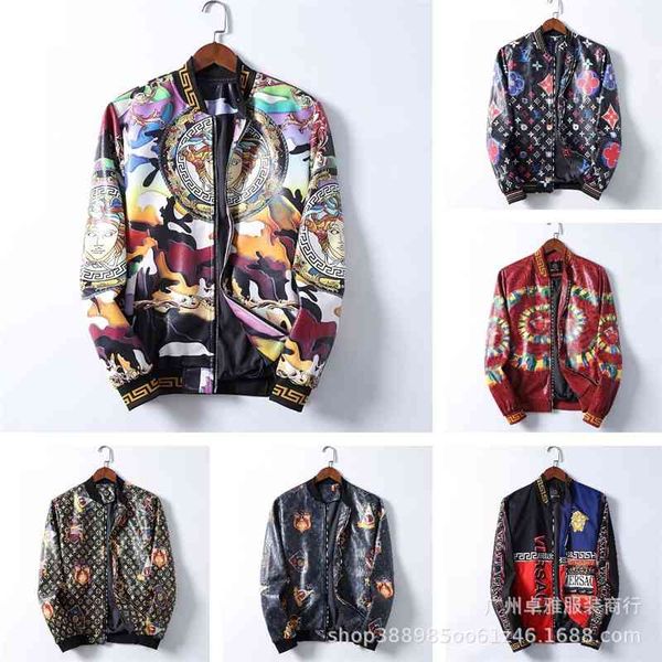 

jacket men's spring and autumn fashion casual coat new youth print, Black