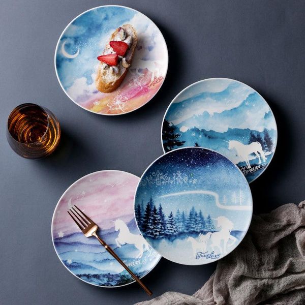 

dishes & plates creative underglaze ceramic plate girl heart ins online celebrity steak dessert home